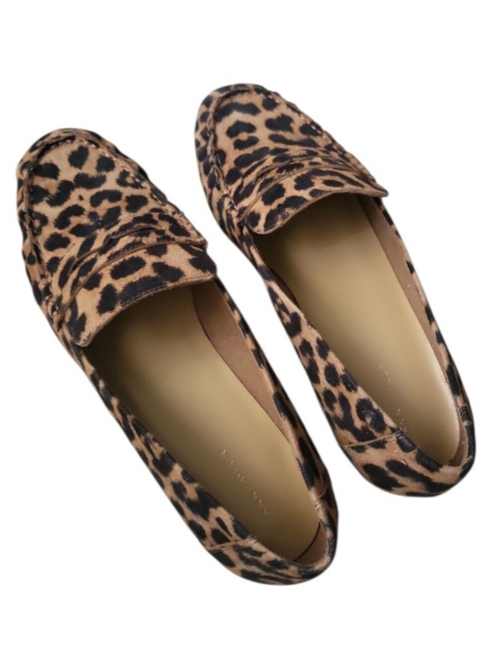 Ann Taylor Leopard Print Leather Slip On Loafers NWOB 9.5M